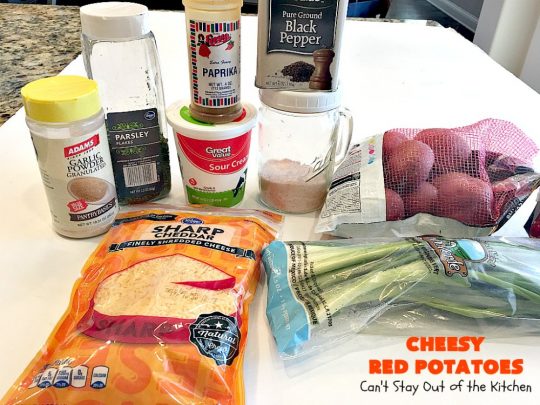 Cheesy Red Potatoes | Can't Stay Out of the Kitchen | these fabulous cheesy #potatoes make the perfect side dish for beef, chicken, pork or fish! They are absolutely scrumptious! #cheese #casserole #glutenfree