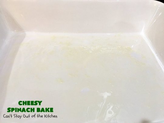 Cheesy Spinach Bake | Can't Stay Out of the Kitchen | this cheesy & delicious #spinach #souffle is made with both #CheddarCheese & #MontereyJack. It's the ultimate in cheesy comfort food! It's terrific for #holiday menus like #Thanksgiving or #Christmas. #GlutenFree #SideDish #GlutenFreeSideDish #CheesySpinachBake
