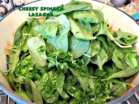 Cheesy Spinach Lasagna | Can't Stay Out of the Kitchen | this #lasagna entree is wonderful & great for #MeatlessMondays, potlucks or other family dinners. #spinach #cheese