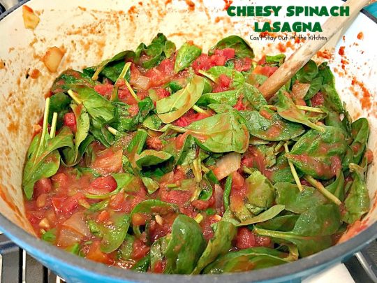 Cheesy Spinach Lasagna | Can't Stay Out of the Kitchen | this #lasagna entree is wonderful & great for #MeatlessMondays, potlucks or other family dinners. #spinach #cheese