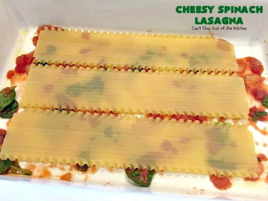Cheesy Spinach Lasagna | Can't Stay Out of the Kitchen | this #lasagna entree is wonderful & great for #MeatlessMondays, potlucks or other family dinners. #spinach #cheese
