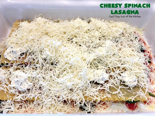 Cheesy Spinach Lasagna | Can't Stay Out of the Kitchen | this #lasagna entree is wonderful & great for #MeatlessMondays, potlucks or other family dinners. #spinach #cheese