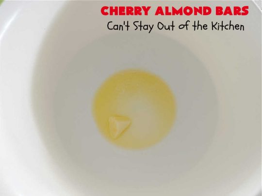 Cherry Almond Bars | Can't Stay Out of the Kitchen | these fantastic #Cherry #cookies use a #shortbread crust, #CherryPreserves in the filling & then they're topped with #almonds for a scrumptious treat everyone will enjoy. Great for #tailgating parties, #holiday #baking & a #ChristmasCookieExchange. #dessert #CherryDessert #CherryAlmondBars