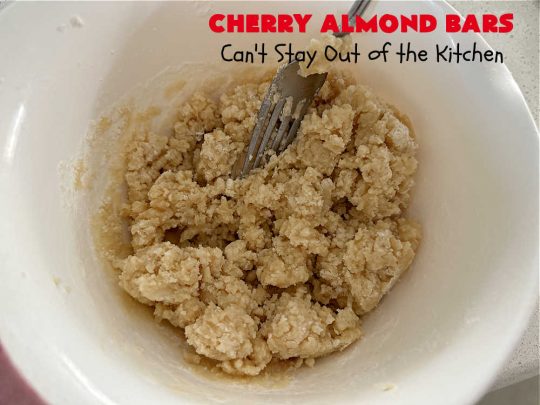 Cherry Almond Bars | Can't Stay Out of the Kitchen | these fantastic #Cherry #cookies use a #shortbread crust, #CherryPreserves in the filling & then they're topped with #almonds for a scrumptious treat everyone will enjoy. Great for #tailgating parties, #holiday #baking & a #ChristmasCookieExchange. #dessert #CherryDessert #CherryAlmondBars