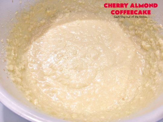 Cherry Almond Coffeecake | Can't Stay Out of the Kitchen | favorite #cherry #coffeecake recipe with #almonds & #coconut. Perfect #breakfast idea for the #FourthofJuly.