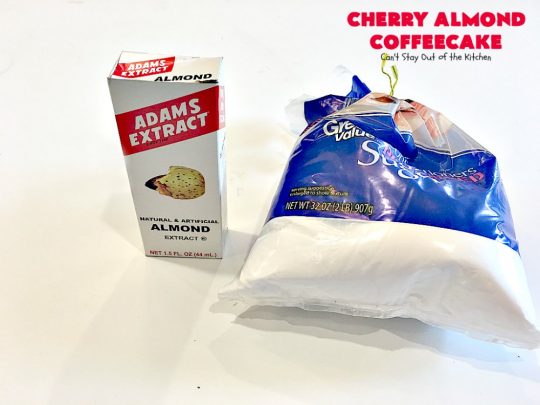 Cherry Almond Coffeecake | Can't Stay Out of the Kitchen | favorite #cherry #coffeecake recipe with #almonds & #coconut. Perfect #breakfast idea for the #FourthofJuly.