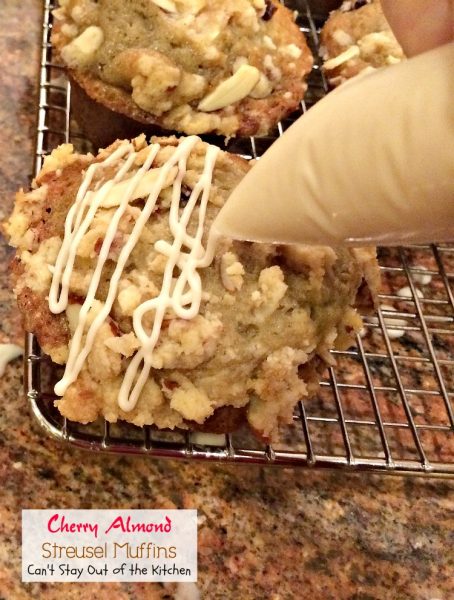 Cherry Almond Streusel Muffins | Can't Stay Out of the Kitchen | rich and decadent, these #breakfast #muffins are sweet enough for #dessert! #cherries #almonds #greekyogurt