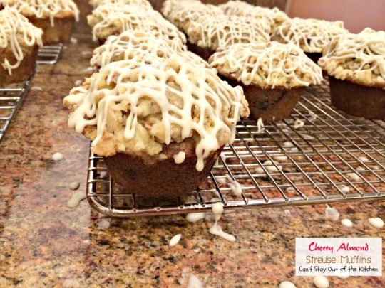 Cherry Almond Streusel Muffins | Can't Stay Out of the Kitchen | rich and decadent, these #breakfast #muffins are sweet enough for #dessert! #cherries #almonds #greekyogurt