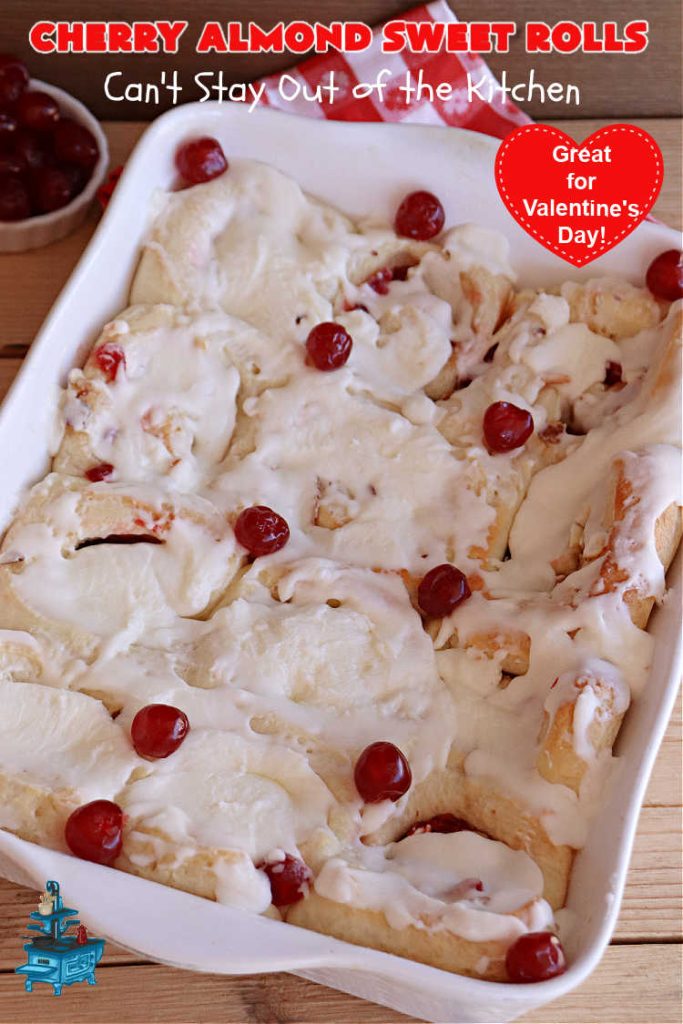 Cherry Almond Sweet Rolls | Can't Stay Out of the Kitchen | these fantastic #SweetRolls are kneaded in the #breadmaker, making them so, so easy to whip up for your family & friends. #Cherries & #almonds make these mouthwatering sweet rolls absolutely drool-worthy! Perfect for #ValentinesDay, #holidays or anytime you're serving #breakfast or #brunch. #CinnamonRolls #ValentinesDayBreakfast #NoKneadRecipe! #NoKneadSweetRolls #CherryAlmondSweetRollsCherry Almond Sweet Rolls | Can't Stay Out of the Kitchen | these fantastic #SweetRolls are kneaded in the #breadmaker, making them so, so easy to whip up for your family & friends. #Cherries & #almonds make these mouthwatering sweet rolls absolutely drool-worthy! Perfect for #ValentinesDay, #holidays or anytime you're serving #breakfast or #brunch. #CinnamonRolls #ValentinesDayBreakfast #NoKneadRecipe! #NoKneadSweetRolls #CherryAlmondSweetRolls