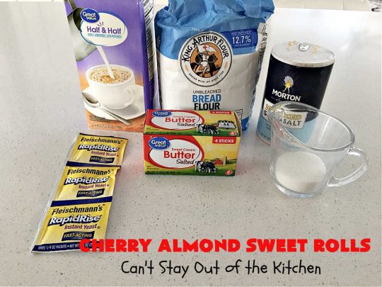 Cherry Almond Sweet Rolls | Can't Stay Out of the Kitchen | these fantastic #SweetRolls are kneaded in the #breadmaker, making them so, so easy to whip up for your family & friends. #Cherries & #almonds make these mouthwatering sweet rolls absolutely drool-worthy! Perfect for #ValentinesDay, #holidays or anytime you're serving #breakfast or #brunch. #CinnamonRolls #ValentinesDayBreakfast #NoKneadRecipe! #NoKneadSweetRolls #CherryAlmondSweetRolls