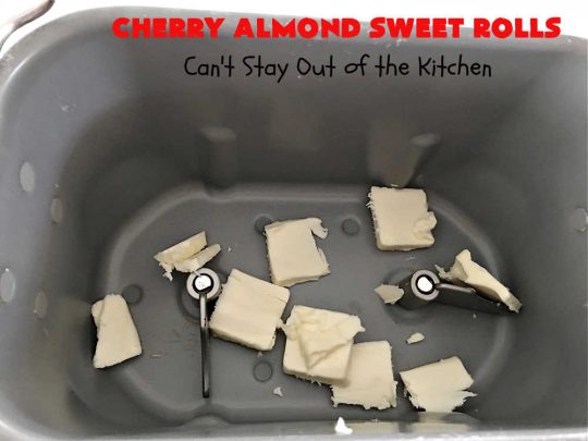 Cherry Almond Sweet Rolls | Can't Stay Out of the Kitchen | these fantastic #SweetRolls are kneaded in the #breadmaker, making them so, so easy to whip up for your family & friends. #Cherries & #almonds make these mouthwatering sweet rolls absolutely drool-worthy! Perfect for #ValentinesDay, #holidays or anytime you're serving #breakfast or #brunch. #CinnamonRolls #ValentinesDayBreakfast #NoKneadRecipe! #NoKneadSweetRolls #CherryAlmondSweetRolls