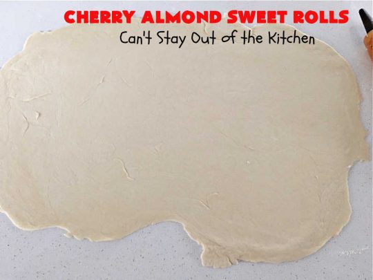 Cherry Almond Sweet Rolls | Can't Stay Out of the Kitchen | these fantastic #SweetRolls are kneaded in the #breadmaker, making them so, so easy to whip up for your family & friends. #Cherries & #almonds make these mouthwatering sweet rolls absolutely drool-worthy! Perfect for #ValentinesDay, #holidays or anytime you're serving #breakfast or #brunch. #CinnamonRolls #ValentinesDayBreakfast #NoKneadRecipe! #NoKneadSweetRolls #CherryAlmondSweetRolls