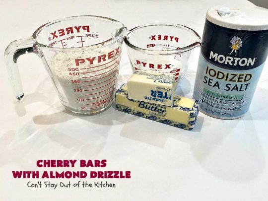 Cherry Bars with Almond Drizzle | Can't Stay Out of the Kitchen | these delicious #cookies will have you drooling after the first bite! The #almond drizzle on top is to die for. #dessert #cherries #LaborDay #cherrydessert #LaborDayDessert
