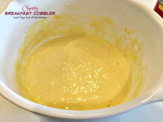 Cherry Breakfast Cobbler | Can't Stay Out of the Kitchen | We love this fabulous #coffeecake. It's so easy & a family favorite. It starts with a #cakemix and uses #cherrypiefilling. It's great for a #holiday #breakfast, too. 