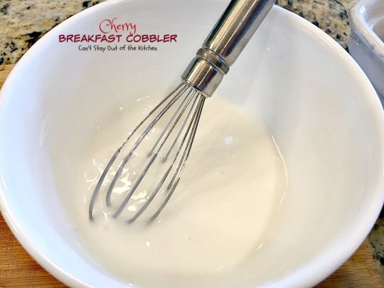 Cherry Breakfast Cobbler | Can't Stay Out of the Kitchen | We love this fabulous #coffeecake. It's so easy & a family favorite. It starts with a #cakemix and uses #cherrypiefilling. It's great for a #holiday #breakfast, too. 
