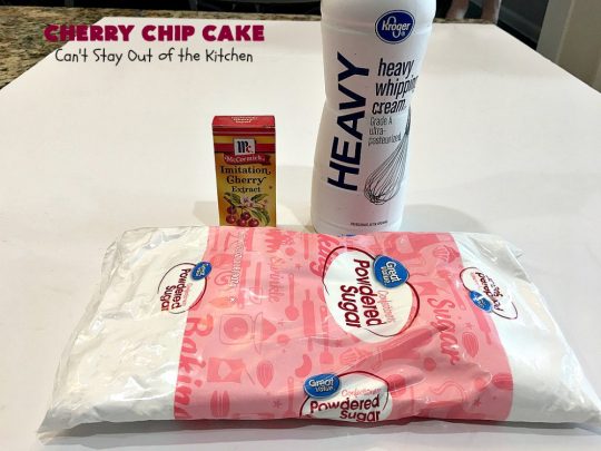 Cherry Chip Cake | Can't Stay Out of the Kitchen | this #dessert is rich & decadent. It uses #FreshCherries & #VanillaChips which dissolve into the #cake while #baking. The flavors of #cherry & #vanilla just pop in this heavenly cake. Make it now while #cherries are in season! #CakeMix #CherryChipCake #CherryChipCakeMix #CherryDessert #FreshCherryCake #Canbassador #NWCherries #NorthwestCherryGrowers