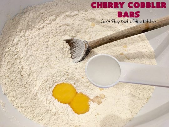 Cherry Cobbler Bars | Can't Stay Out of the Kitchen | this spectacular #cherry #dessert is filled with fresh #cherries & #almond extract in the filling and crust. It's ooey, gooey & so delicious for a summer dessert when cherries are in season. #cookies #cherrydessert #Canbassador #NorthwestCherryGrowers