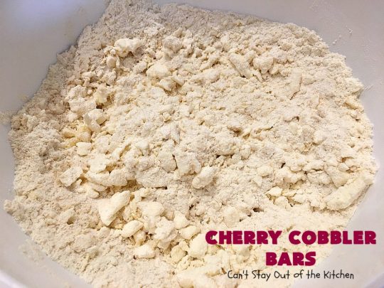 Cherry Cobbler Bars | Can't Stay Out of the Kitchen | this spectacular #cherry #dessert is filled with fresh #cherries & #almond extract in the filling and crust. It's ooey, gooey & so delicious for a summer dessert when cherries are in season. #cookies #cherrydessert #Canbassador #NorthwestCherryGrowers