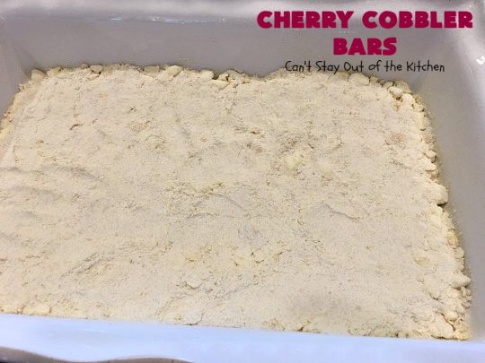 Cherry Cobbler Bars | Can't Stay Out of the Kitchen | this spectacular #cherry #dessert is filled with fresh #cherries & #almond extract in the filling and crust. It's ooey, gooey & so delicious for a summer dessert when cherries are in season. #cookies #cherrydessert #Canbassador #NorthwestCherryGrowers