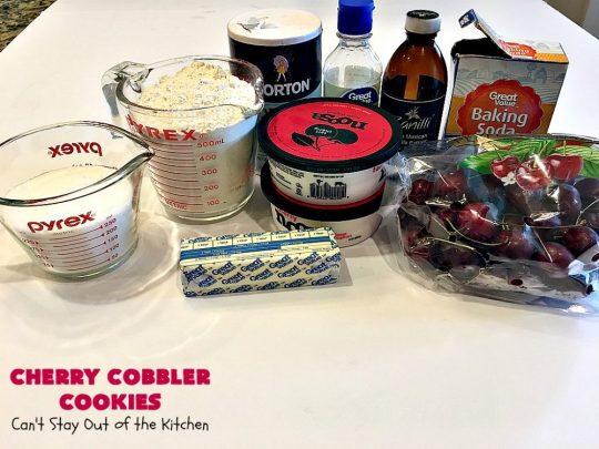 Cherry Cobbler Cookies | Can't Stay Out of the Kitchen | these fantastic #cookies contain #cherry #Greekyogurt & fresh #cherries. They're a heavenly #dessert now that cherries are in season. #cherrydessert #Canbassador #NorthwestCherryGrowers