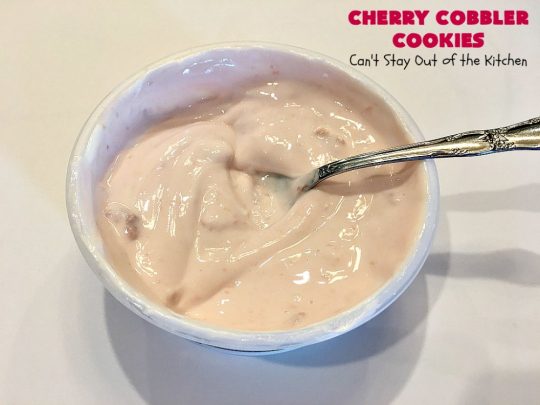 Cherry Cobbler Cookies | Can't Stay Out of the Kitchen | these fantastic #cookies contain #cherry #Greekyogurt & fresh #cherries. They're a heavenly #dessert now that cherries are in season. #cherrydessert #Canbassador #NorthwestCherryGrowers