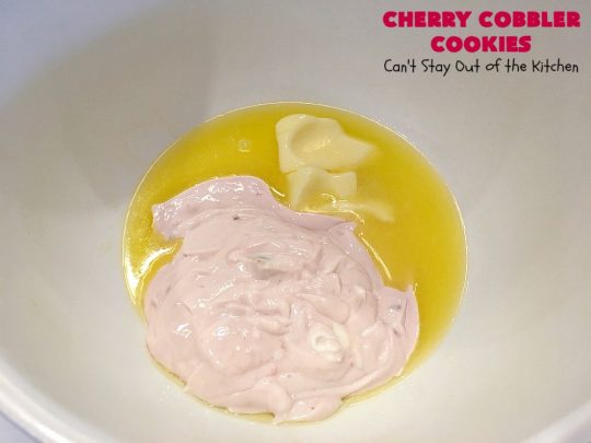 Cherry Cobbler Cookies | Can't Stay Out of the Kitchen | these fantastic #cookies contain #cherry #Greekyogurt & fresh #cherries. They're a heavenly #dessert now that cherries are in season. #cherrydessert #Canbassador #NorthwestCherryGrowers