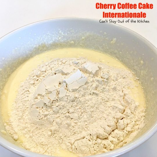 Cherry Coffee Cake Internationale | Can't Stay Out of the Kitchen | this is one of our favorite #coffeecakes. Great #breakfast treat for #MemorialDay, #Father'sDay or any other #holiday. #cherries