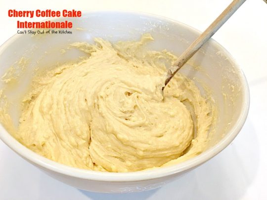 Cherry Coffee Cake Internationale | Can't Stay Out of the Kitchen | this is one of our favorite #coffeecakes. Great #breakfast treat for #MemorialDay, #Father'sDay or any other #holiday. #cherries