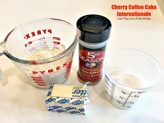 Cherry Coffee Cake Internationale | Can't Stay Out of the Kitchen | this is one of our favorite #coffeecakes. Great #breakfast treat for #MemorialDay, #Father'sDay or any other #holiday. #cherries