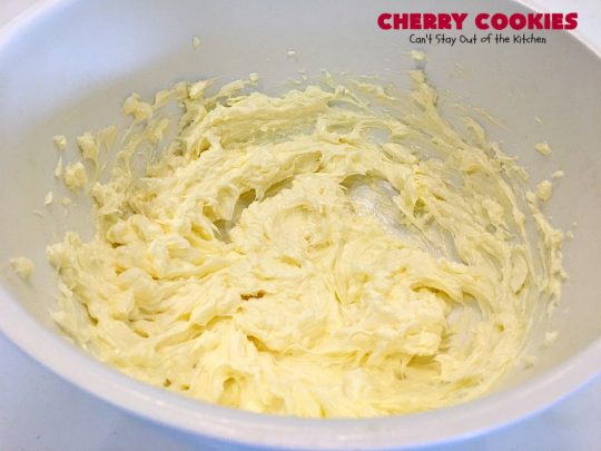 Cherry Cookies | Can't Stay Out of the Kitchen| these fantastic #cookies use fresh #cherries & #almond extract in a #sugarcookie dough. Perfect for summer treats when cherries are in season. #dessert