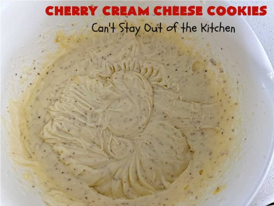 Cherry Cream Cheese Cookies | Can't Stay Out of the Kitchen | #CherryCreamCheeseCookies are a fantastic #dessert to make for #holiday #baking & #ChristmasCookieExchanges. These lovely #ThumbprintCookies are filled with #CherryPreserves with just a hint of #lemon. Your friends & family will love these sweet treats! #cookies #Cherries #CherryCookies #CreamCheese