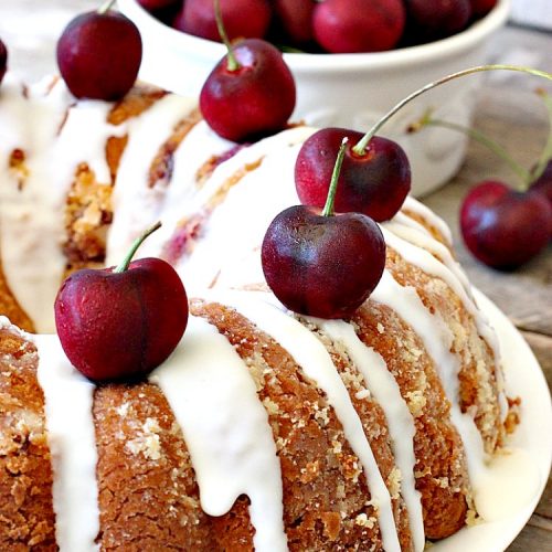 Cherry Cream Cheese Pound Cake | Can't Stay Out of the Kitchen | I recently made 4 of these delicious #cakes & all our neighbors loved it. This #poundcake uses #creamcheese & fresh #cherries. #dessert #CherryDessert #Canbassador #NorthwestCherryGrowers