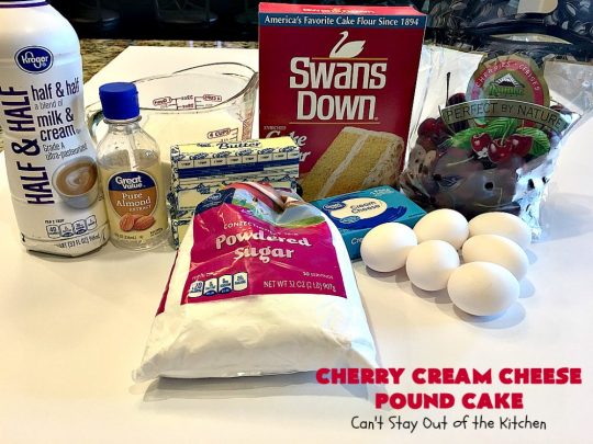 Cherry Cream Cheese Pound Cake | Can't Stay Out of the Kitchen | I recently made 4 of these delicious #cakes & all our neighbors loved it. This #poundcake uses #creamcheese & fresh #cherries. #dessert #CherryDessert #Canbassador #NorthwestCherryGrowers