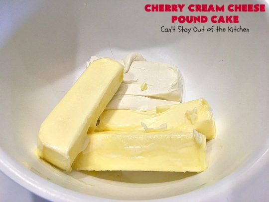 Cherry Cream Cheese Pound Cake | Can't Stay Out of the Kitchen | I recently made 4 of these delicious #cakes & all our neighbors loved it. This #poundcake uses #creamcheese & fresh #cherries. #dessert #CherryDessert #Canbassador #NorthwestCherryGrowers