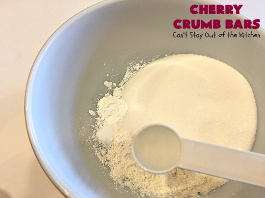 Cherry Crumb Bars | Can't Stay Out of the Kitchen | These mouthwatering bar-type #cookies are so spectacular. I guarantee you'll be drooling after the first bite! Terrific for summer #potlucks or #holidays when fresh #cherries are in season. #dessert #cherrydessert #Canbassador #NorthwestCherryGrowers