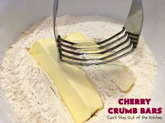 Cherry Crumb Bars | Can't Stay Out of the Kitchen | These mouthwatering bar-type #cookies are so spectacular. I guarantee you'll be drooling after the first bite! Terrific for summer #potlucks or #holidays when fresh #cherries are in season. #dessert #cherrydessert #Canbassador #NorthwestCherryGrowers