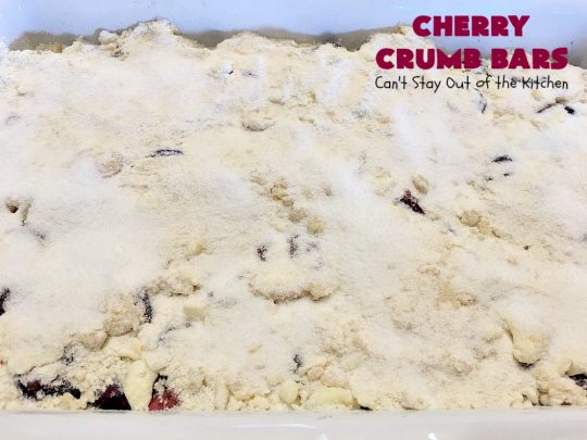 Cherry Crumb Bars | Can't Stay Out of the Kitchen | These mouthwatering bar-type #cookies are so spectacular. I guarantee you'll be drooling after the first bite! Terrific for summer #potlucks or #holidays when fresh #cherries are in season. #dessert #cherrydessert #Canbassador #NorthwestCherryGrowers