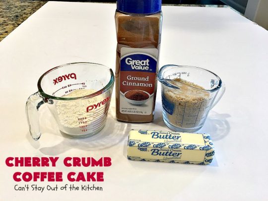 Cherry Crumb Coffee Cake | Can't Stay Out of the Kitchen | this fantastic #cake is filled with fresh #cherries, topped with a streusel topping & glazed with a powdered sugar icing. Terrific for a summer #dessert or #breakfast #coffeecake when cherries are in season. #Canbassador #NorthwestCherryGrowers