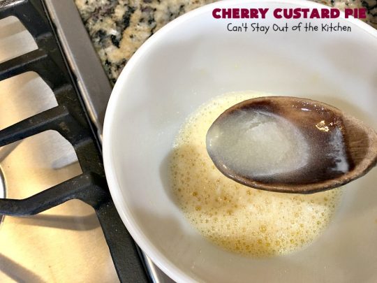 Cherry Custard Pie | Can't Stay Out of the Kitchen | try this irresistible #recipe as an alternative to traditional #CherryPie. It's rich, decadent & mouthwatering. Marvelous #dessert for the #summer when #FreshCherries are in season. #Custard #CherryCustardPie #CherryDessert #NWCherries #NorthwestCherryGrowers #Canbassador
