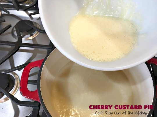 Cherry Custard Pie | Can't Stay Out of the Kitchen | try this irresistible #recipe as an alternative to traditional #CherryPie. It's rich, decadent & mouthwatering. Marvelous #dessert for the #summer when #FreshCherries are in season. #Custard #CherryCustardPie #CherryDessert #NWCherries #NorthwestCherryGrowers #Canbassador