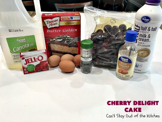 Cherry Delight Cake | Can't Stay Out of the Kitchen | Prepare to be WOWED by this fantastic #cherry #cake. This one is super moist & is absolutely delicious. It starts with a boxed #cakemix & cherry #gelatin. #dessert #cherrydessert #cherrycake