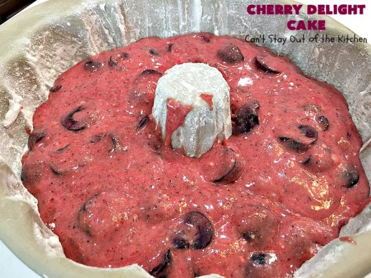 Cherry Delight Cake | Can't Stay Out of the Kitchen | Prepare to be WOWED by this fantastic #cherry #cake. This one is super moist & is absolutely delicious. It starts with a boxed #cakemix & cherry #gelatin. #dessert #cherrydessert #cherrycake