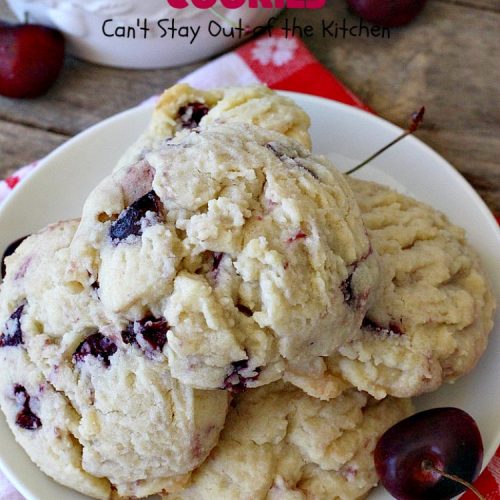 Cherry Melt-In-Your-Mouth Cookies | Can't Stay Out of the Kitchen | these fantastic #cookies dissolve in our mouth! They are heavenly with the addition of fresh #cherries. Perfect #summer #dessert. #cherrydessert #Canbassador #NorthwestCherryGrowers