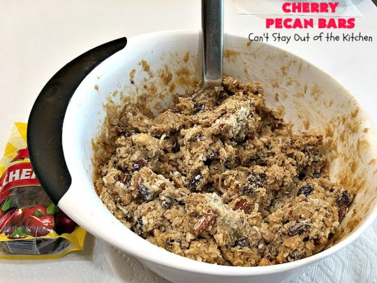 Cherry Pecan Bars | Can't Stay Out of the Kitchen | these crunchy bar-type #cookies are sensational. Perfect for backyard BBQs, potlucks, #tailgating or office parties or summer #holidays. #cherries #coconut #DriedCherries #pecans #brownie #dessert #CherryDessert #HolidayDessert #CherryPecanBars