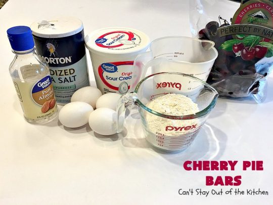 Cherry Pie Bars | Can't Stay Out of the Kitchen | These spectacular #cookie-type bars have the taste of #cherrypie without all the work! They're fantastic for summer potlucks when fresh #cherries are in season. #dessert #cherrydessert #Canbassador #NorthwestCherryGrowers