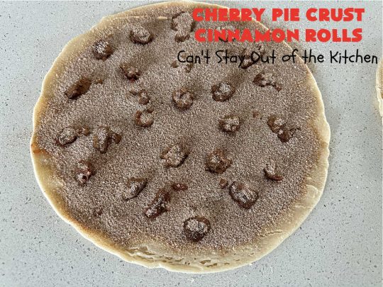 Cherry Pie Crust Cinnamon Rolls | Can't Stay Out of the Kitchen | You'll be swooning over every bite of these luscious #PieCrustCinnamonRolls. These include #CherryPreserves so they are doubly delicious. Great sweet treat for #breakfast or #brunch menus. This quick & easy #5IngredientRecipe can be whipped up in a jiffy so these #CinnamonRolls can be enjoyed all day long! #cherries #CherryPieCrustCinnamonRolls