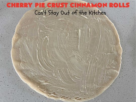 Cherry Pie Crust Cinnamon Rolls | Can't Stay Out of the Kitchen | You'll be swooning over every bite of these luscious #PieCrustCinnamonRolls. These include #CherryPreserves so they are doubly delicious. Great sweet treat for #breakfast or #brunch menus. This quick & easy #5IngredientRecipe can be whipped up in a jiffy so these #CinnamonRolls can be enjoyed all day long! #cherries #CherryPieCrustCinnamonRolls