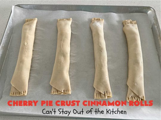 Cherry Pie Crust Cinnamon Rolls | Can't Stay Out of the Kitchen | You'll be swooning over every bite of these luscious #PieCrustCinnamonRolls. These include #CherryPreserves so they are doubly delicious. Great sweet treat for #breakfast or #brunch menus. This quick & easy #5IngredientRecipe can be whipped up in a jiffy so these #CinnamonRolls can be enjoyed all day long! #cherries #CherryPieCrustCinnamonRolls