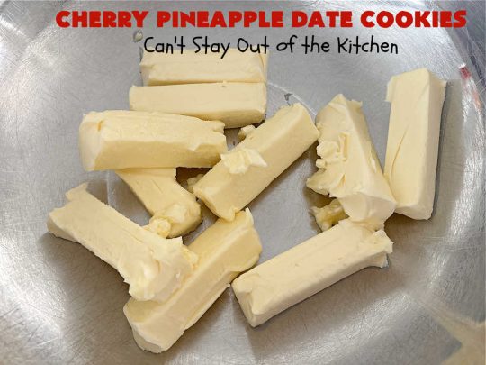 Cherry Pineapple Date Cookies | Can't Stay Out of the Kitchen | these festive & beautiful #OatmealCookies are fantastic for #holiday #baking & gift-giving. They include #pecans, #coconut, #CandiedCherries, #CandiedPineapple & #dates along with #AlmondExtract to increase the flavor. Absolutely delightful for a #ChristmasCookieExchange, #tailgating or office party or to enjoy the #HolidaySeason. #ParadiseFruit #dessert #CherryPineappleDateCookies