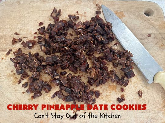 Cherry Pineapple Date Cookies | Can't Stay Out of the Kitchen | these festive & beautiful #OatmealCookies are fantastic for #holiday #baking & gift-giving. They include #pecans, #coconut, #CandiedCherries, #CandiedPineapple & #dates along with #AlmondExtract to increase the flavor. Absolutely delightful for a #ChristmasCookieExchange, #tailgating or office party or to enjoy the #HolidaySeason. #ParadiseFruit #dessert #CherryPineappleDateCookies